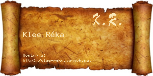 Klee Réka névjegykártya